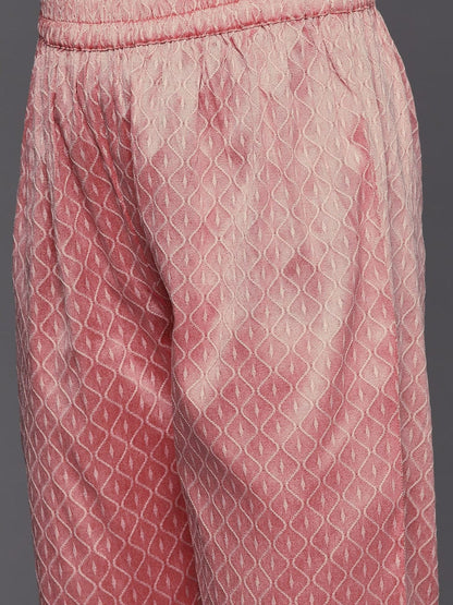 Women's Dusty Pink Ethnic Motifs Embroidered Kurta with Trousers & Dupatta