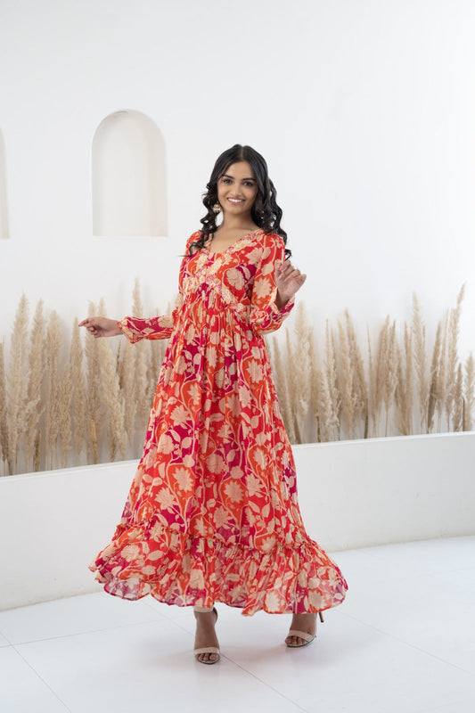 Womenâ€™s Floral Printed Long Dress by Myshka-