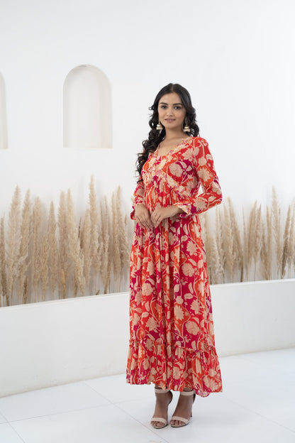 Womenâ€™s Floral Printed Long Dress by Myshka-