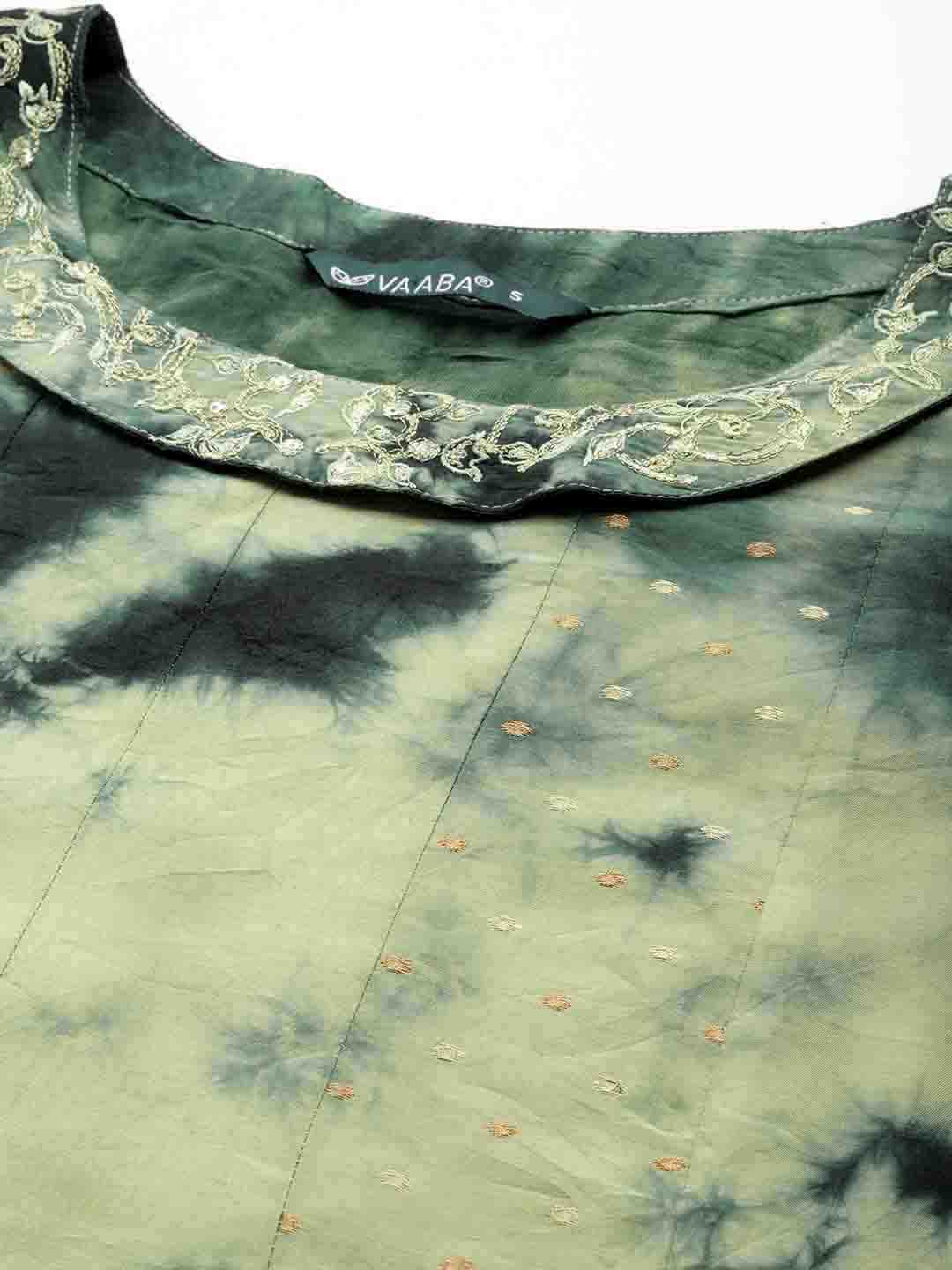 Women's Flared A-Line Dress (Green)