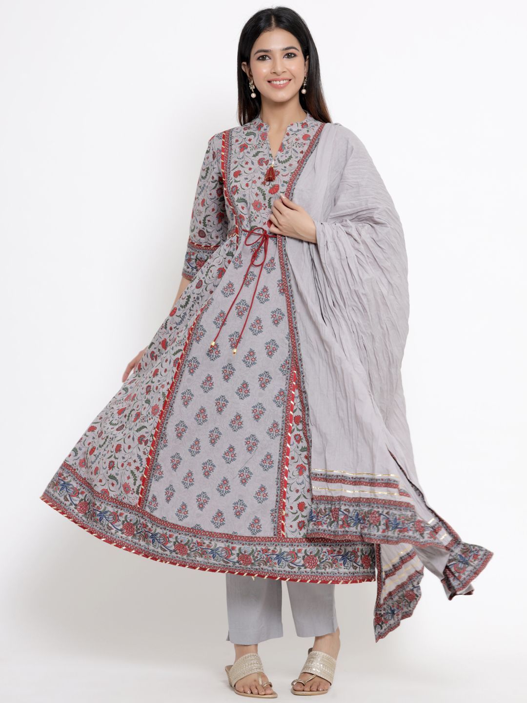 Women's Printed Flared Kurta Pant Dupatta Set