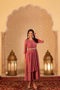 Women's Rosegold Georgette Printed Flared Dress