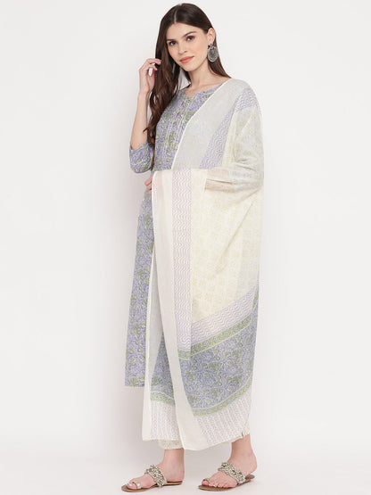 Women's Purple Printed Kurta With Palazzo & Dupatta Set By Vbuyz (S
