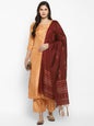 Women's Orange Color Silk Blend Straight Kurta Palazzo With Dupatta