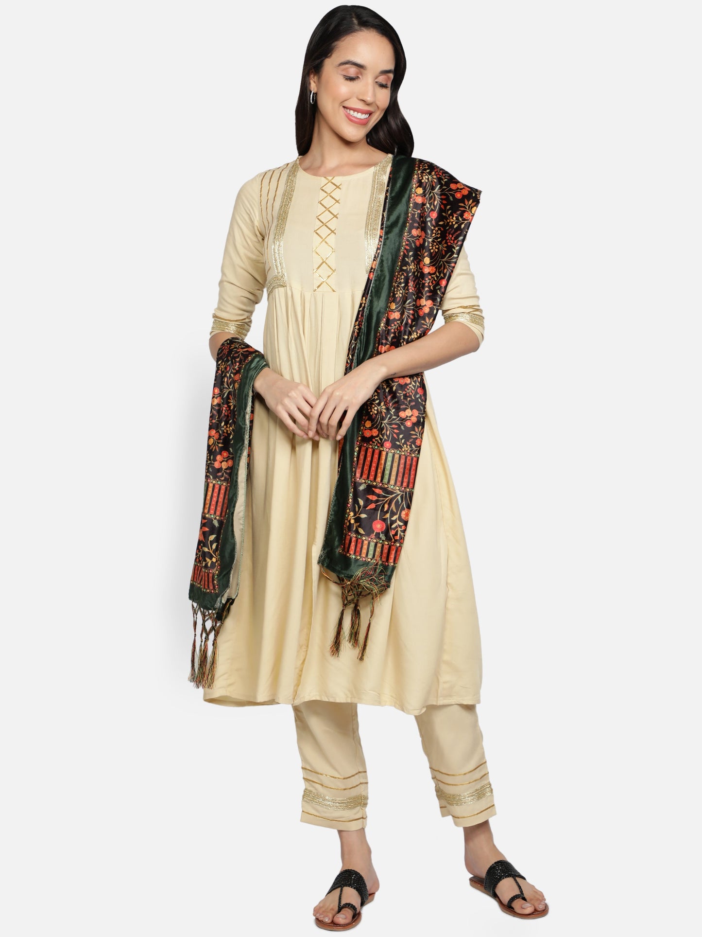 Women's Multicolored Polyster Velvet  Digital Printed Dupatta