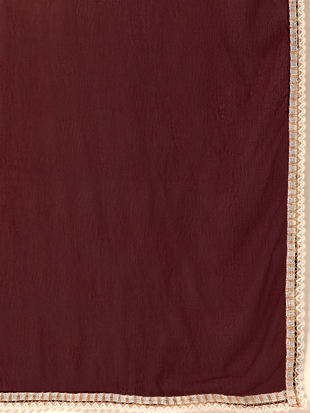Women's Wine Rayon Panelled Printed A-Line Kurta Trouser Set With Dupatta