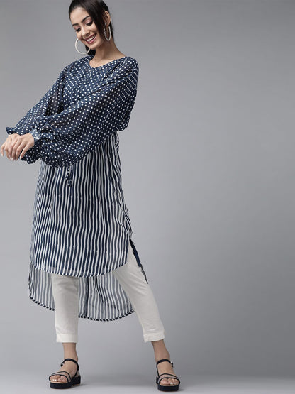 Women's Polka Print High-Low Tunic