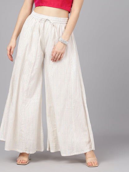 Women's Multicolor Lurex Flared Palazzo