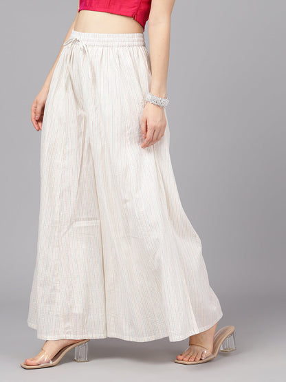 Women's Multicolor Lurex Flared Palazzo