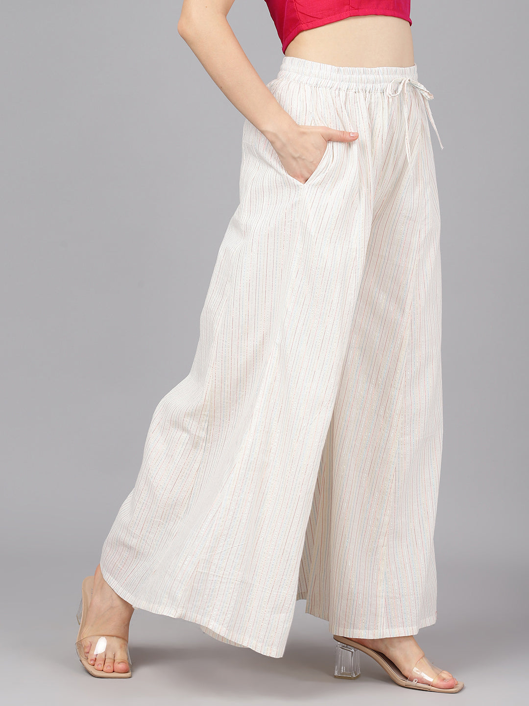 Women's Multicolor Lurex Flared Palazzo