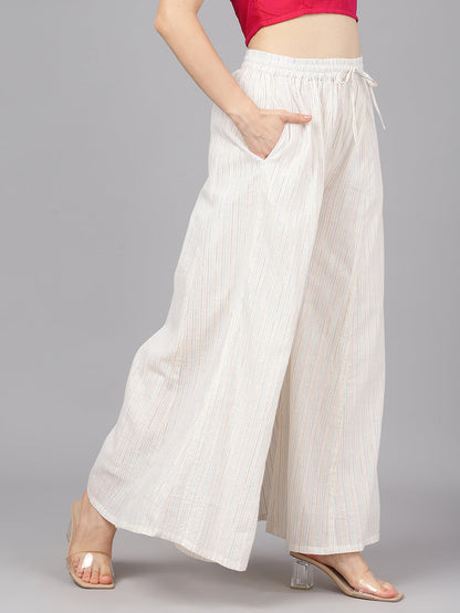 Women's Multicolor Lurex Flared Palazzo