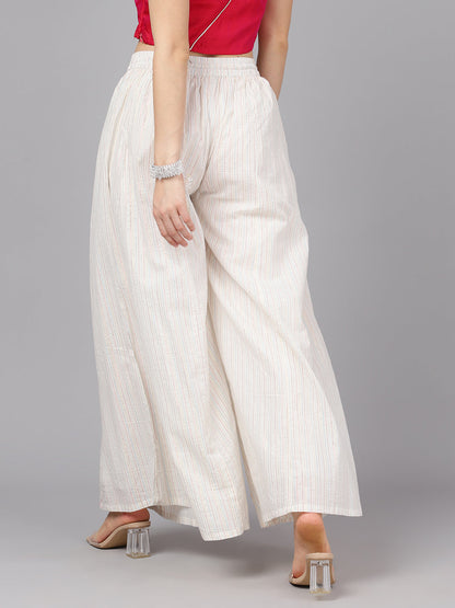 Women's Multicolor Lurex Flared Palazzo