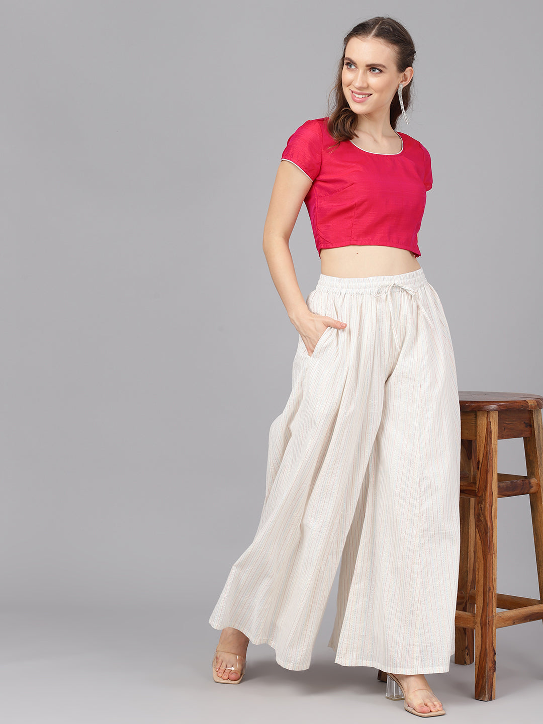 Women's Multicolor Lurex Flared Palazzo