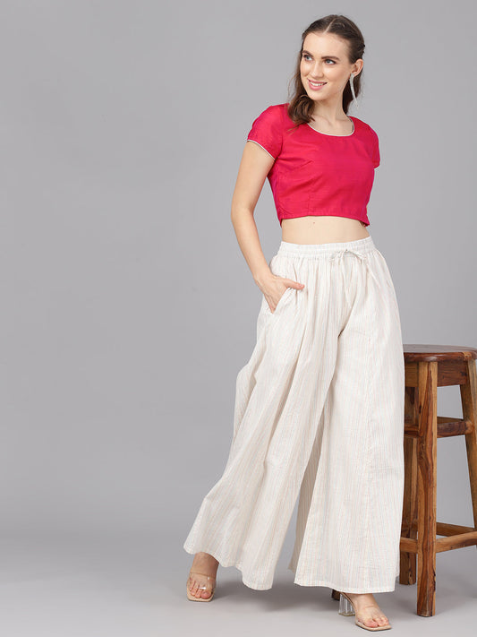 Women's Multicolor Lurex Flared Palazzo