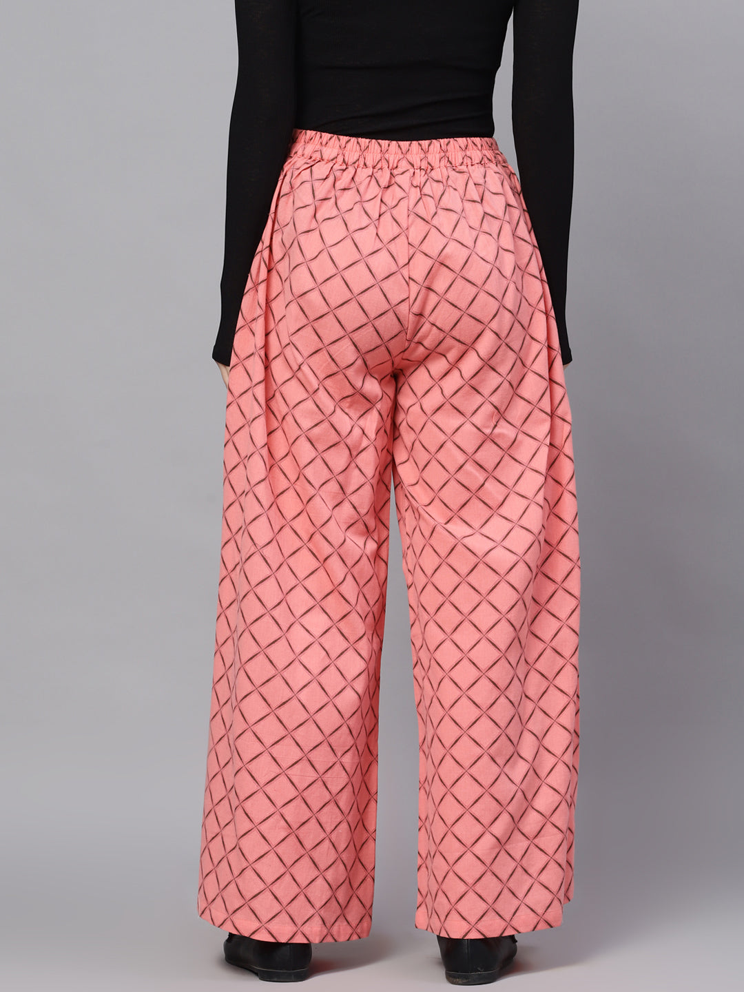 Women's Pink Geometric Print Relaxed Fit Palazzo