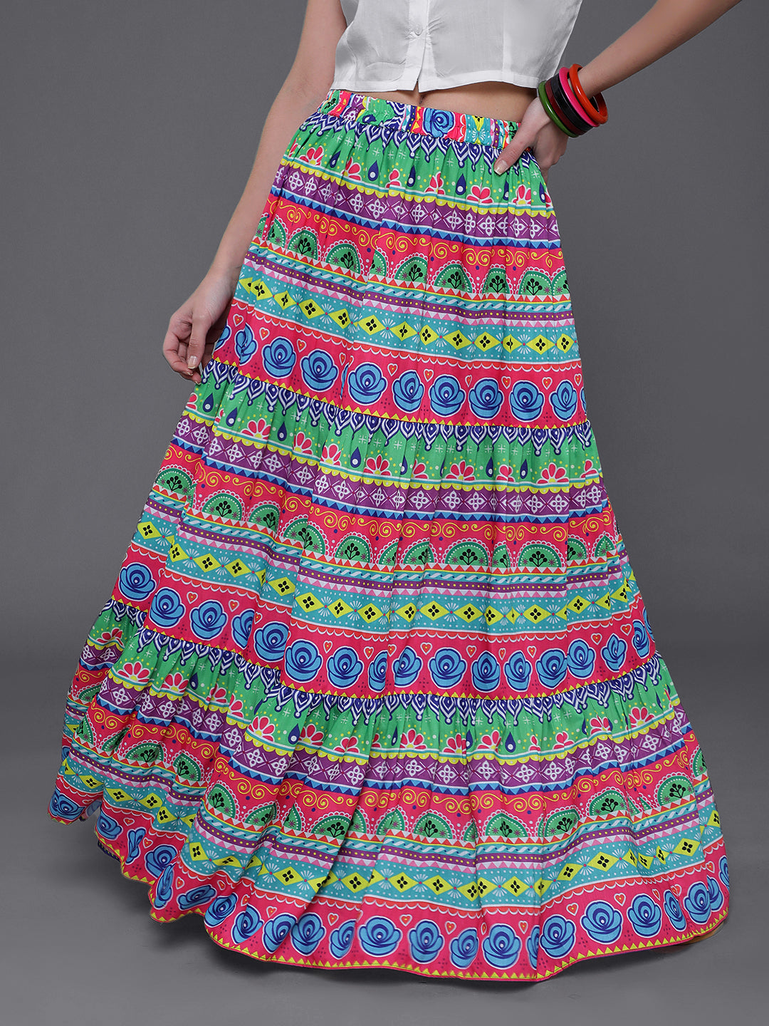 Women's Multi Printed Flared Skirt