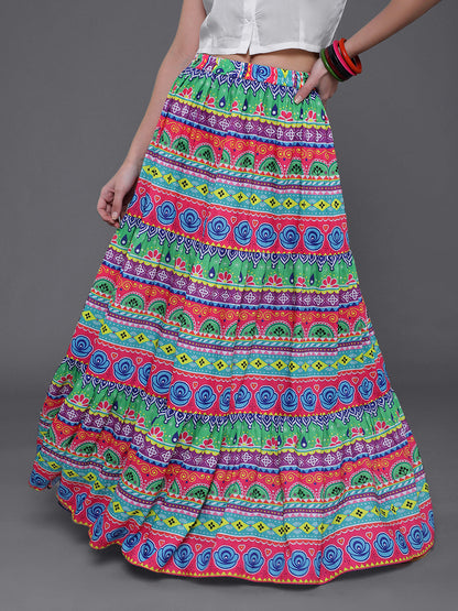 Women's Multi Printed Flared Skirt