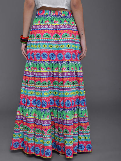 Women's Multi Printed Flared Skirt