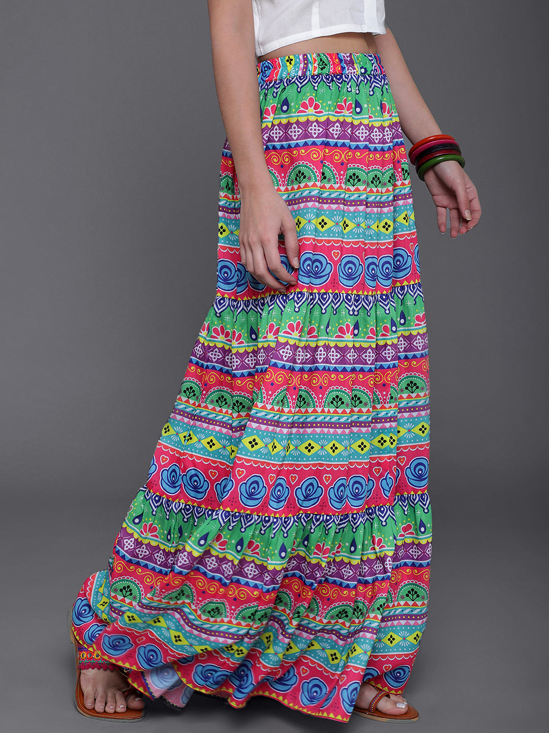 Women's Multi Printed Flared Skirt