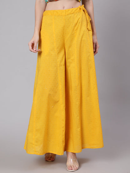 Women's Yellow Ankle-Length Flared Palazzo