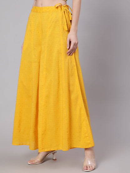 Women's Yellow Ankle-Length Flared Palazzo