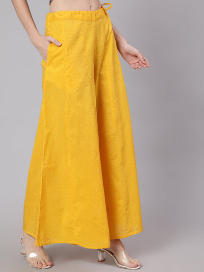 Women's Yellow Ankle-Length Flared Palazzo