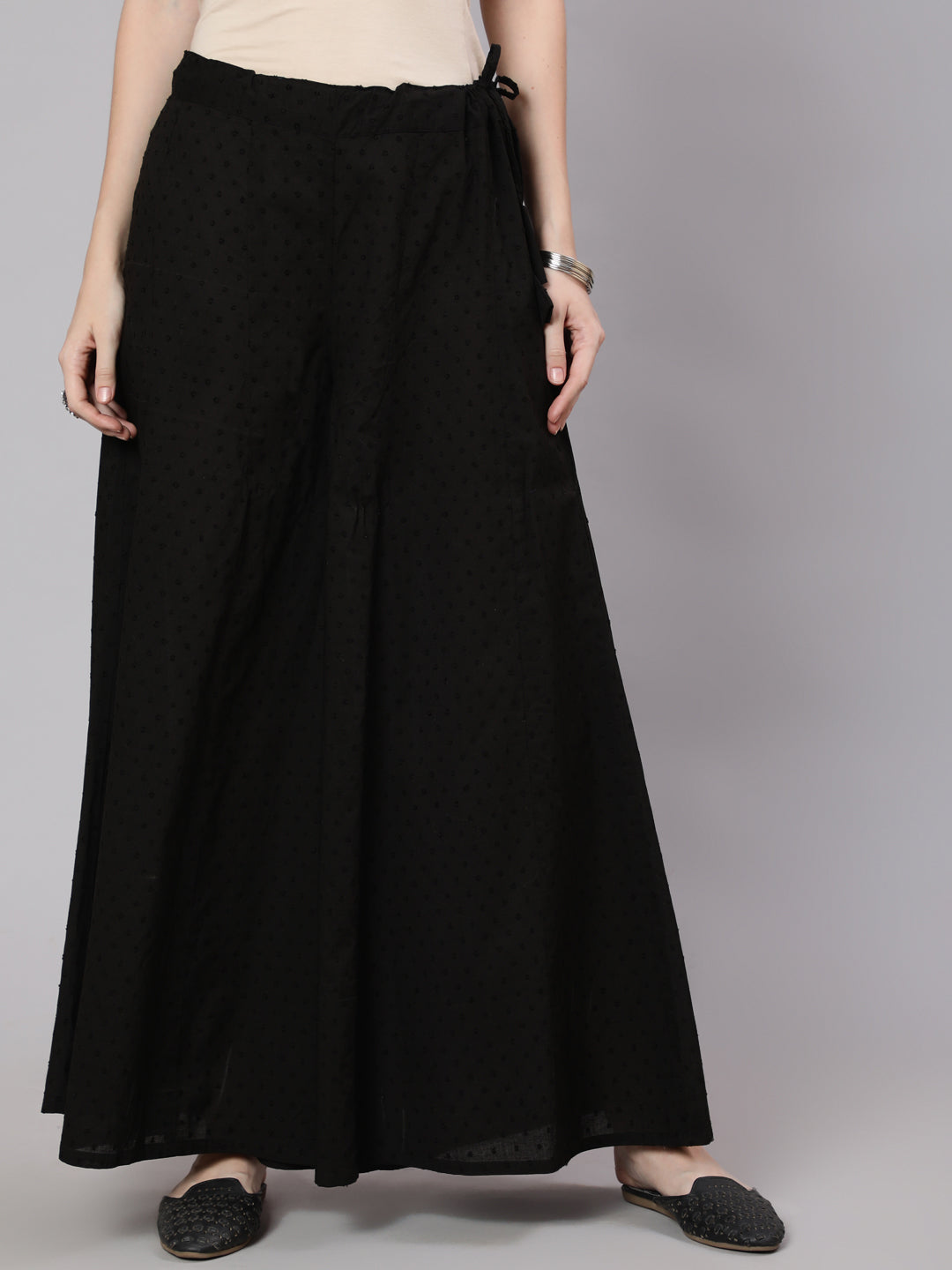 Women's Black Flared Palazzo