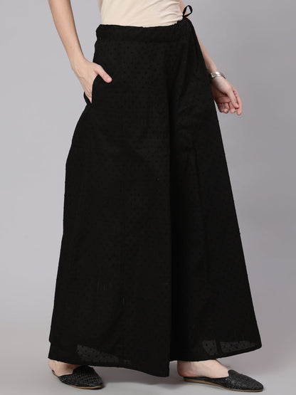Women's Black Flared Palazzo