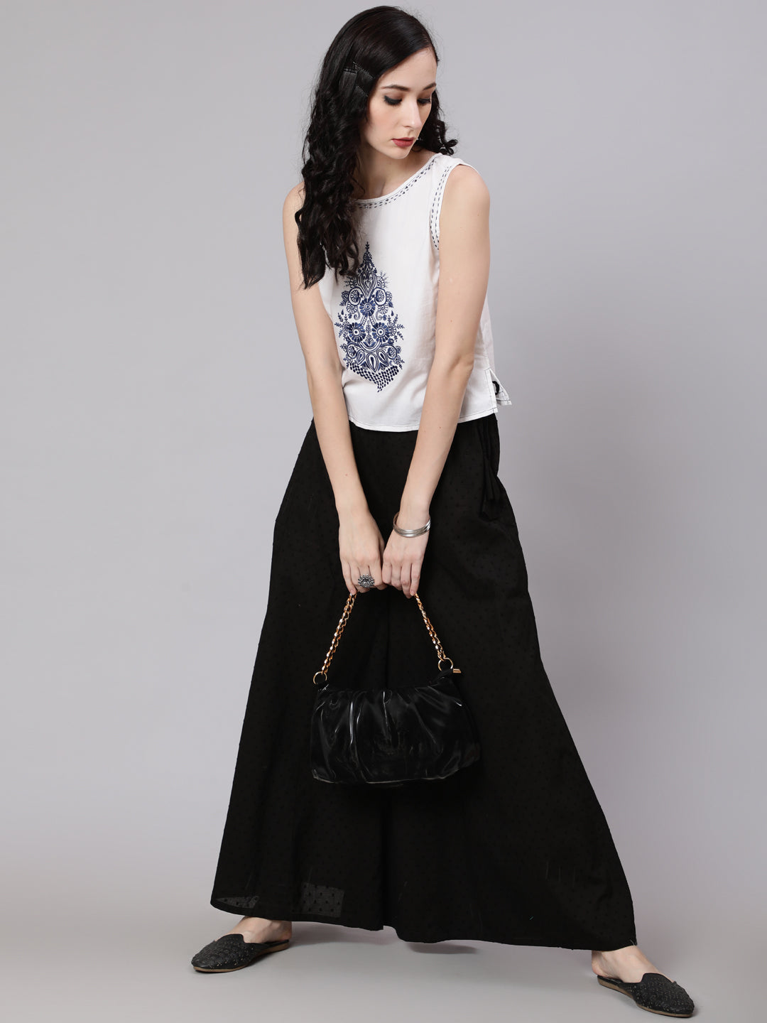Women's Black Flared Palazzo