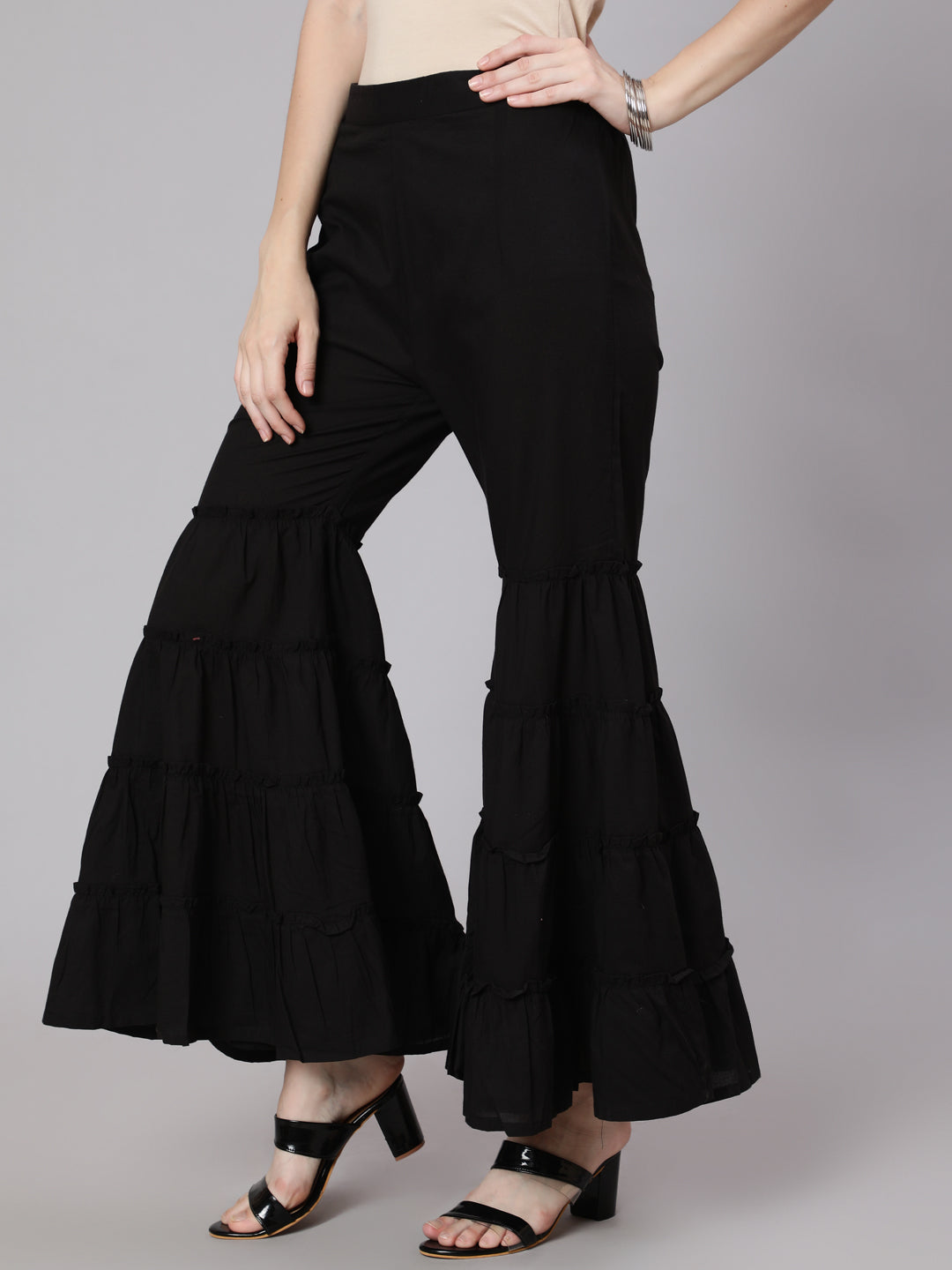 Women's Black Sharara Pant