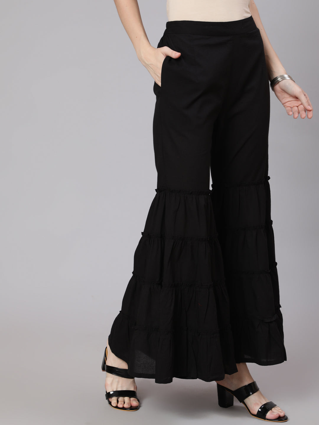 Women's Black Sharara Pant