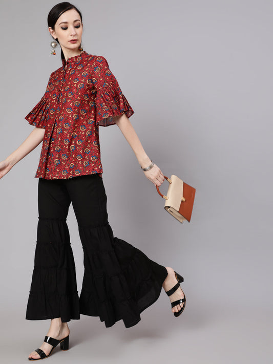 Women's Black Sharara Pant