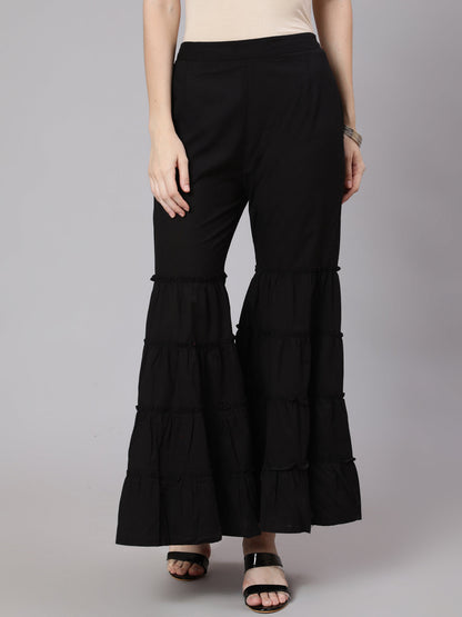 Women's Black Sharara Pant