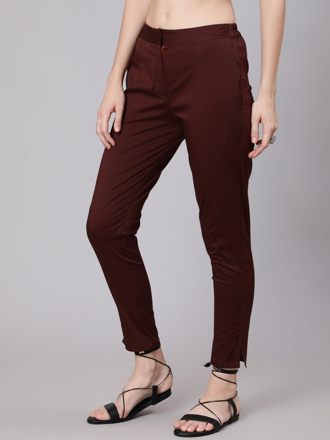 Women's Brown Slim Fit Pant