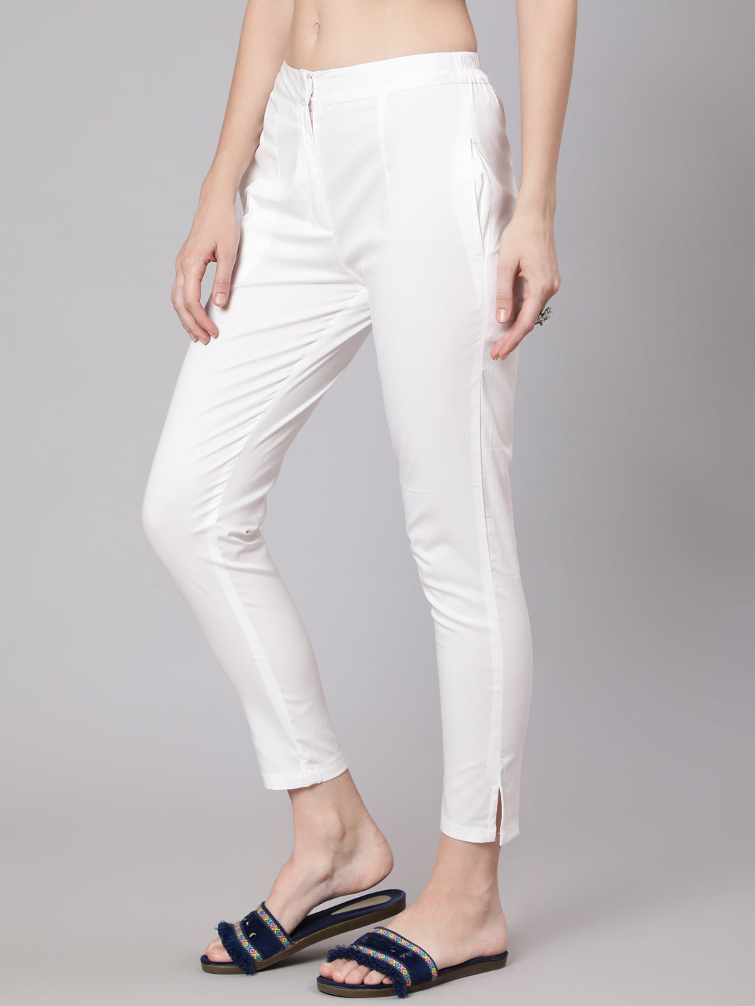 Women's White Slim Fit Pant