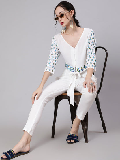 Women's White Slim Fit Pant