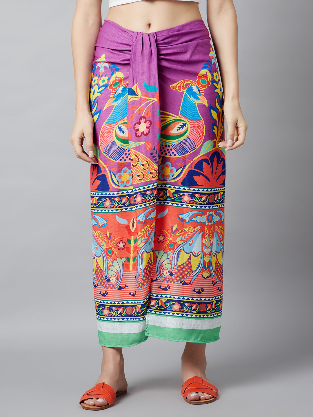 Women's Digital Print Front Slit Skirt