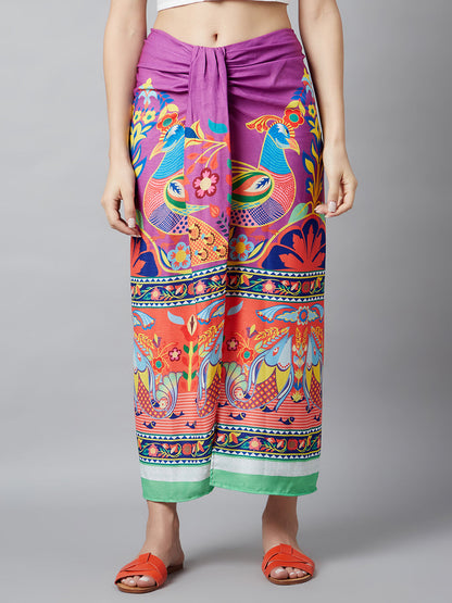 Women's Digital Print Front Slit Skirt