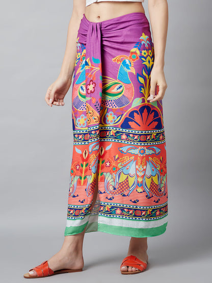 Women's Digital Print Front Slit Skirt