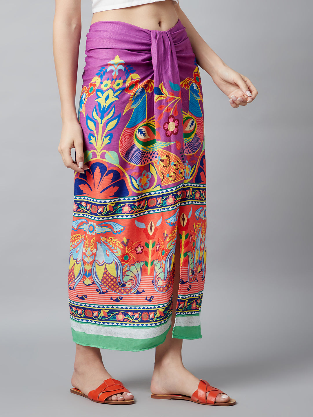 Women's Digital Print Front Slit Skirt