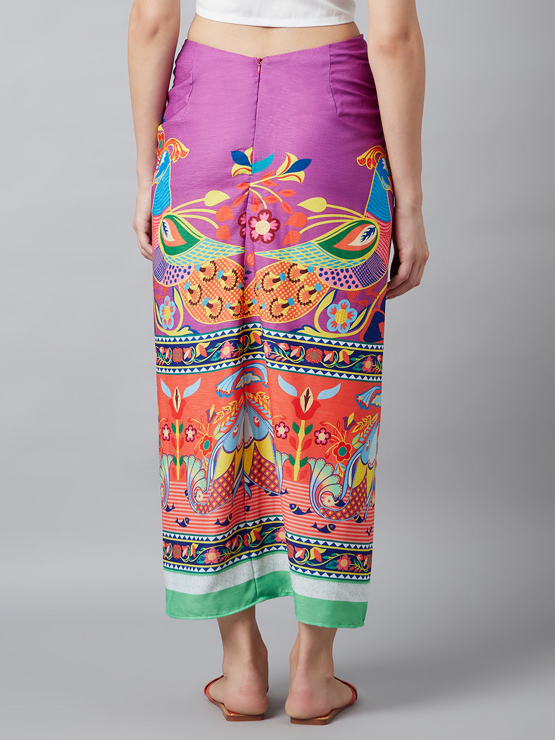 Women's Digital Print Front Slit Skirt