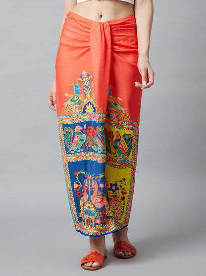 Women's Digital Print Front Slit Skirt