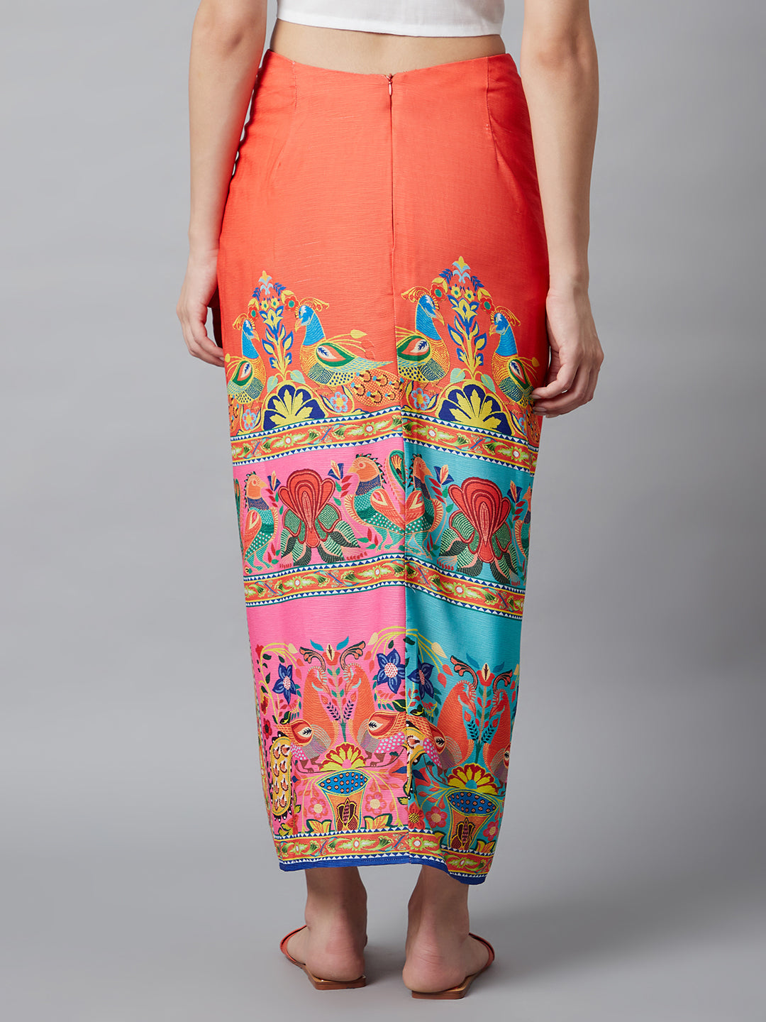 Women's Digital Print Front Slit Skirt