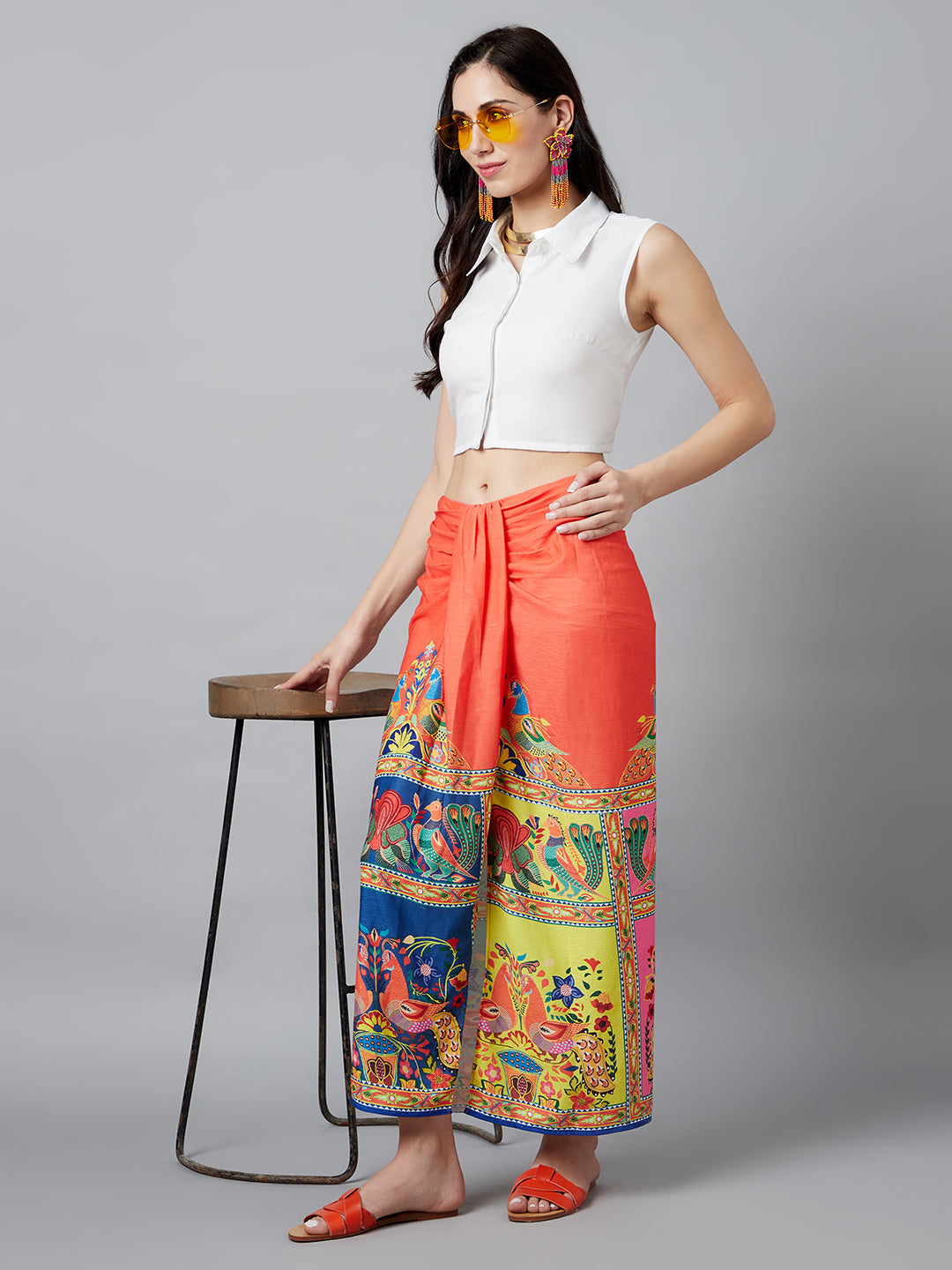 Women's Digital Print Front Slit Skirt