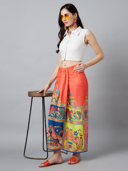 Women's Digital Print Front Slit Skirt
