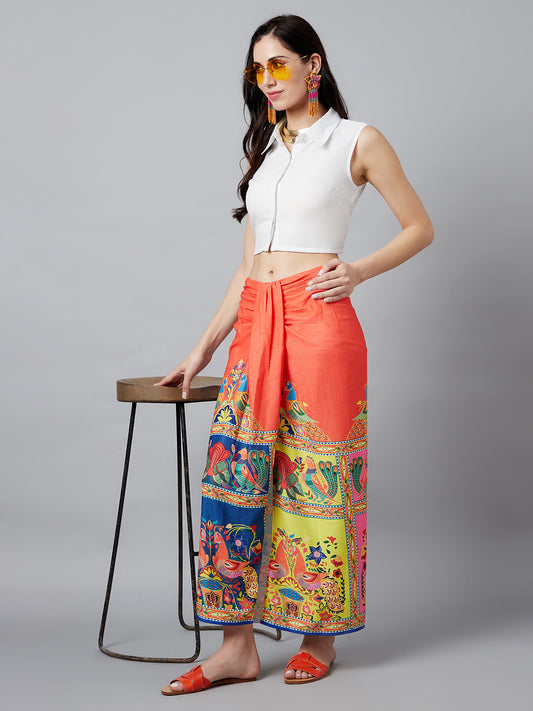 Women's Digital Print Front Slit Skirt