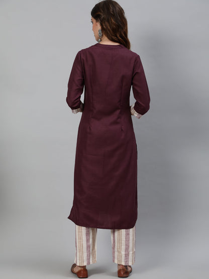 Women's Floral Embroidered Straight Kurta with Pant