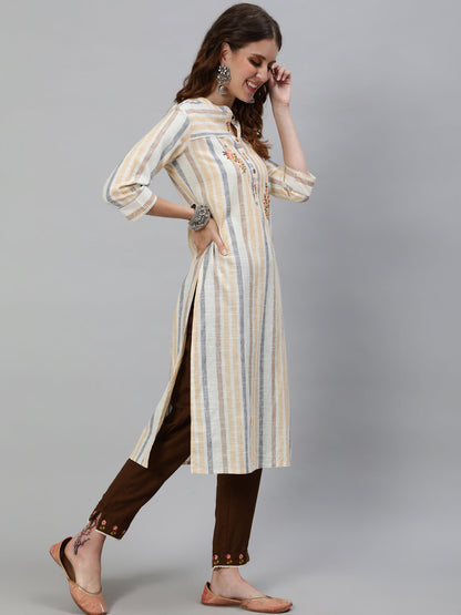 Women's Green Embroidered Kurta With Pant