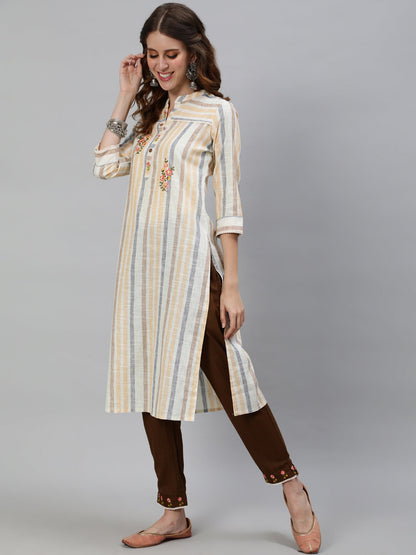 Women's Green Embroidered Kurta With Pant