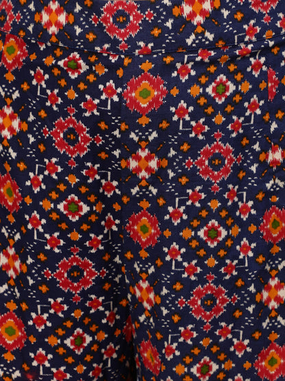 Women's Red Patola Print Kurta With Balloon Pant